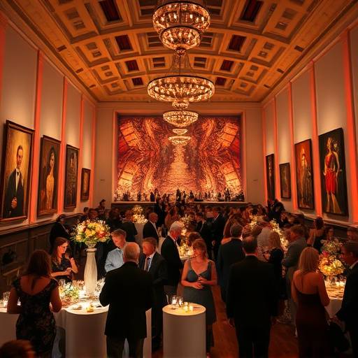 A captivating image of a fundraising gala at the Seattle Art Museum (SAM).