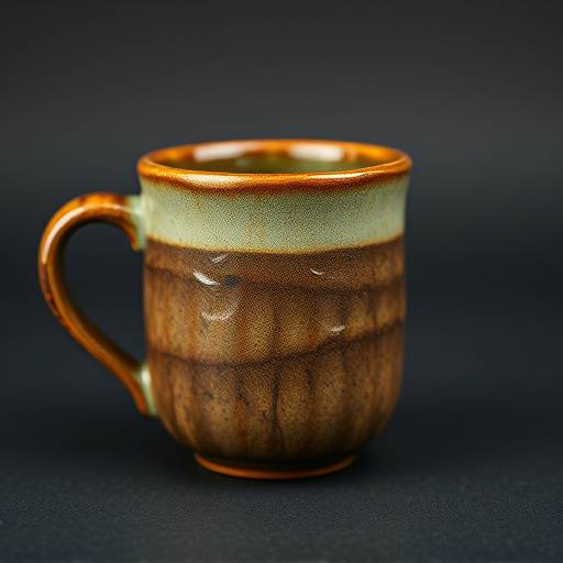A high-quality product shot of a handcrafted coffee mug, showcasing its unique design and texture.